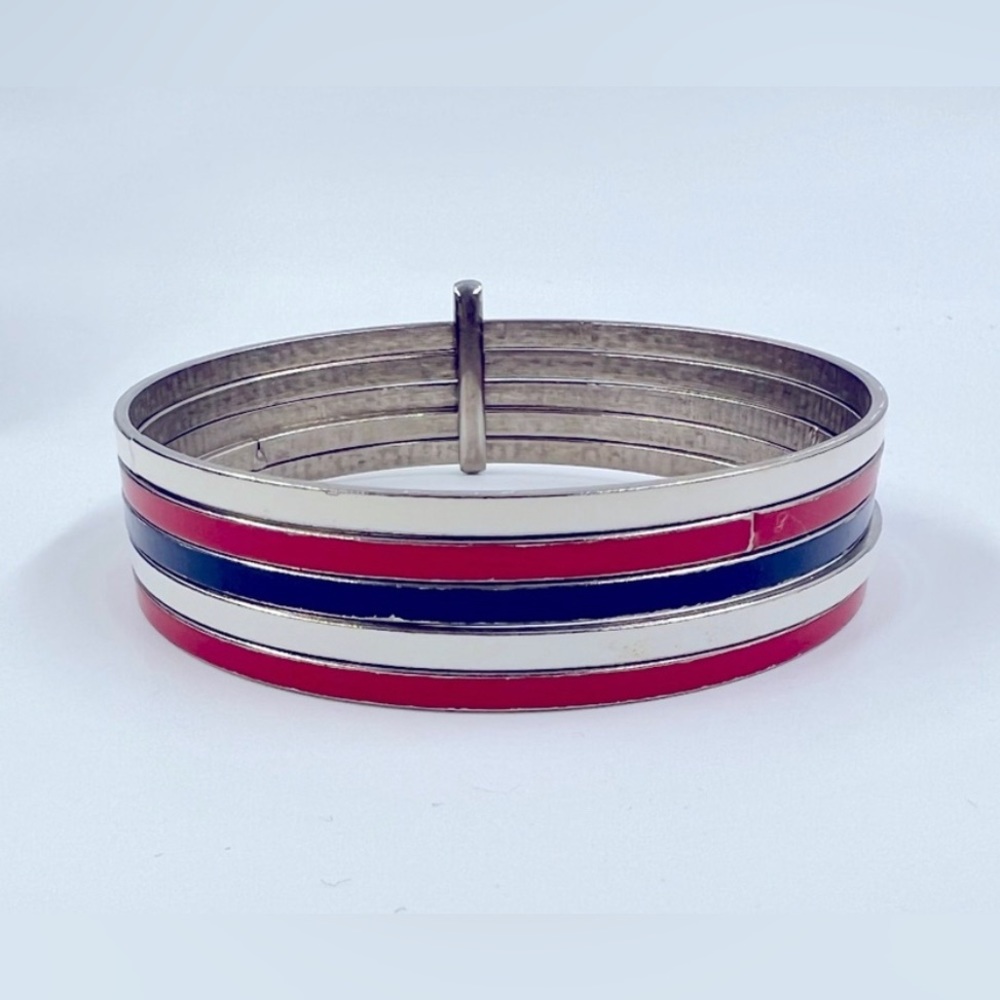 Vintage Red, White and Blue Metal Bangel Bracelet